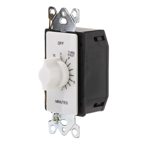 Tork A515MW Auto-Off 15 Minute In-Wall Spring Wound Countdown Timer, 125-277V, SPST/SPDT, White