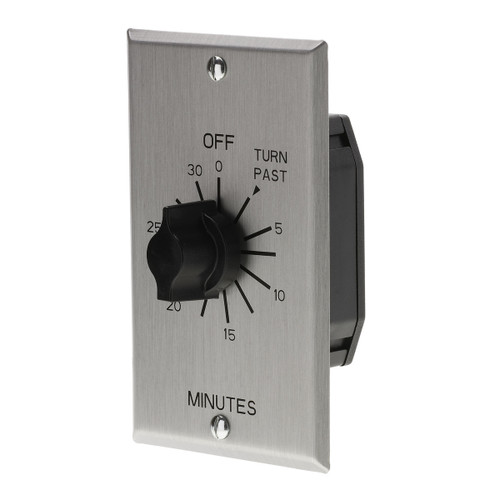 Tork C530M 30 Minute Spring Wound Countdown Timer, 125-277V, SPST/SPDT, Brushed Metal