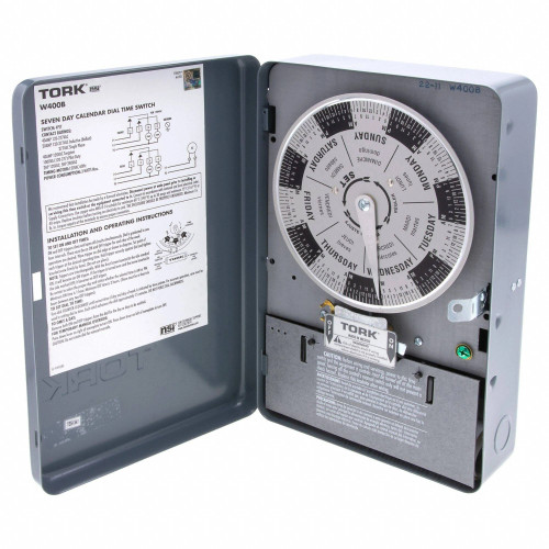 Tork W400B Indoor 7 Day Time Switch, Different Daily Schedules, 120V, 40A