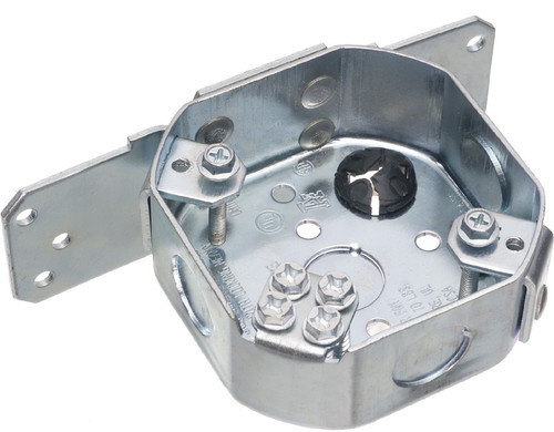 Arlington FBS415S Steel Octagonal Mounting Box for Fan and Light Fixture Installation, 1 1/2" Depth, Side Mount