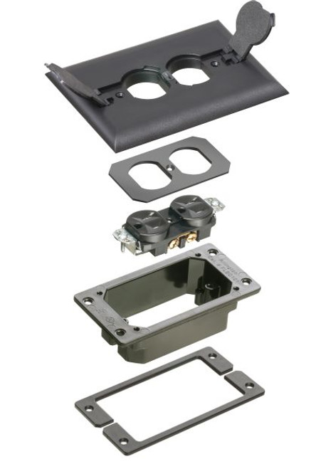 Arlington FLBCF101BLTK Trim Kit with Flip Lids for Non-Metallic Concrete Floor Box, Black