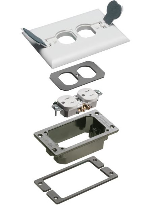 Arlington FLBCF101WTK Trim Kit with Flip Lids for Non-Metallic Concrete Floor Box, White