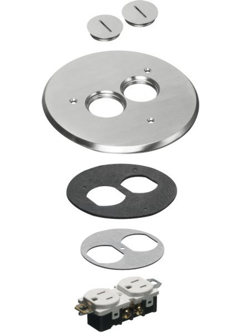 Arlington FLB6220NL 6" Round Cover Kit with 2 Threaded Plugs, Nickel