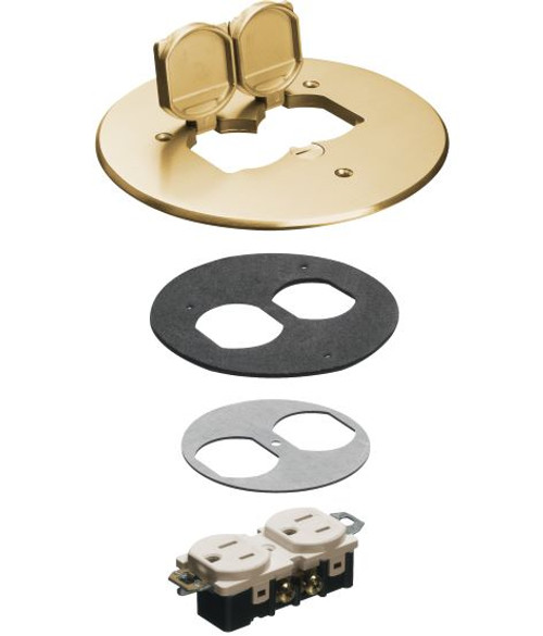 Arlington FLB6230MB 6" Round Cover Kit with 2 Flip Lids, Brass