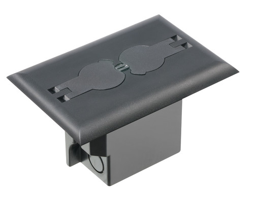 Arlington FLBRF101BL Non-Metallic Floor Box with Metal Covers and Flip Lids for Existing Floors, Black
