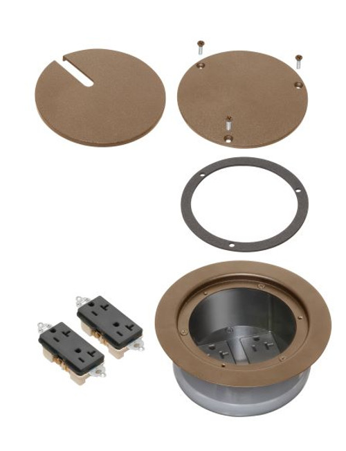 Arlington FLBC5570BR Recessed Cover Kit with Two Receptacles for New Concrete, Brown