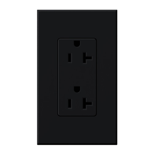 Lutron NTR-20-BL Nova T 20A 125V Duplex Receptacle, Black