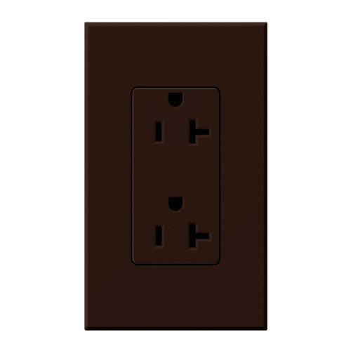 Lutron NTR-20-BR Nova T 20A 125V Duplex Receptacle, Brown