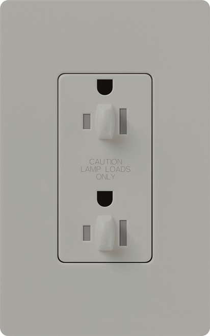 Lutron NTR-20-DDTR-GR Nova T 20A 120/125V Dual Dimming Tamper Resistant Receptacle, Gray