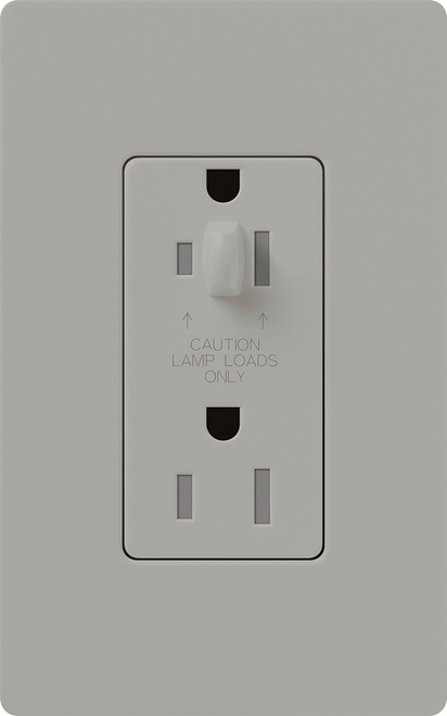 Lutron NTR-15-HDTR-GR Nova T 15A 120/125V Half Dimming Tamper Resistant Receptacle, Gray