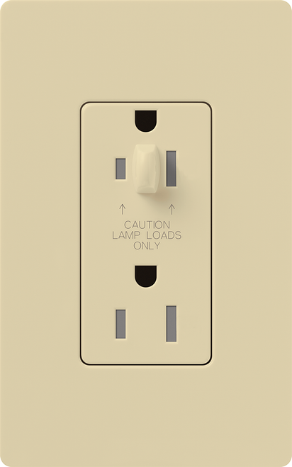 Lutron NTR-15-HDTR-IV Nova T 15A 120/125V Half Dimming Tamper Resistant Receptacle, Ivory