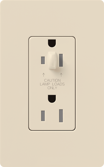 Lutron NTR-15-HDTR-LA Nova T 15A 120/125V Half Dimming Tamper Resistant Receptacle, Light Almond