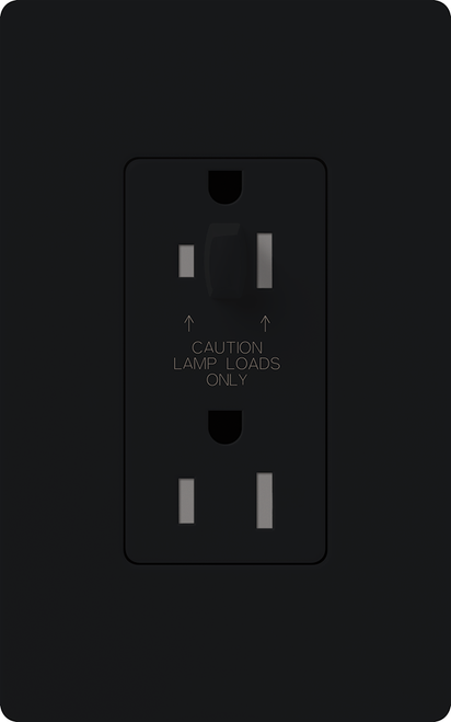 Lutron NTR-20-HDTR-BL Nova T 20A 120/125V Half Dimming Tamper Resistant Receptacle, Black