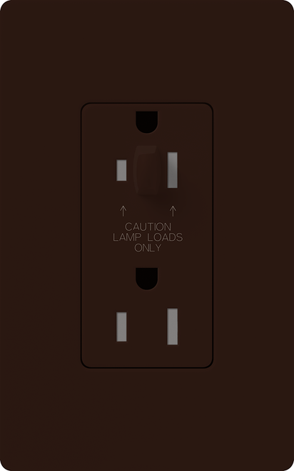 Lutron NTR-20-HDTR-BR Nova T 20A 120/125V Half Dimming Tamper Resistant Receptacle, Brown