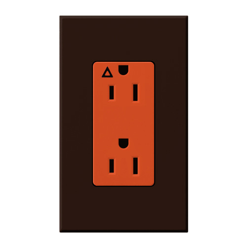 Lutron NTR-15-IG-OR-BR Nova T 15A 125V Isolated Ground Receptacle, Brown