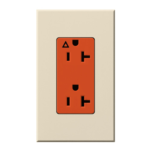 Lutron NTR-20-IG-OR-LA Nova T 20A 125V Isolated Ground Receptacle, Light Almond