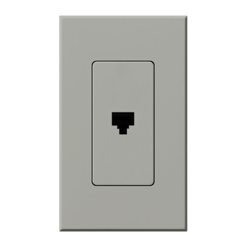 Lutron NT-PJ-GR Nova T Single Telephone Jack, Gray