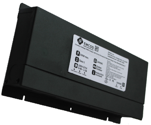 Emcod MLE80-12DC-UD 80W Main-LED Electronic Universal 5-in-1 Dimming Driver, 100-277V Input, 12V DC Output, Black Powder Coated Steel Enclosure