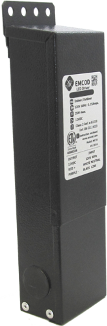 Emcod ML10S12DC 10W Class 2 Magnetic Phase Cut Dimmable LED Driver, 120V Input, 12V DC Output, Black Powder Coated Steel Enclosure