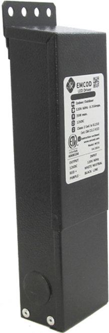 Emcod ML50S12DC 50W Class 2 Magnetic Phase Cut Dimmable LED Driver, 120V Input, 12V DC Output, Black Powder Coated Steel Enclosure