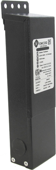 Emcod ML60S24AC 60W Class 2 Magnetic Phase Cut Dimmable LED Driver, 120V Input, 24V AC Output, Black Powder Coated Steel Enclosure