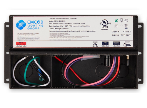 Emcod ECV200-24DC-UD 200W Ultimate Universal Driver, Class 2 Electronic UNIV 5-in-1 Dimming, 100-277V Input, 24V DC Output, Black Powder Coated Steel Enclosure