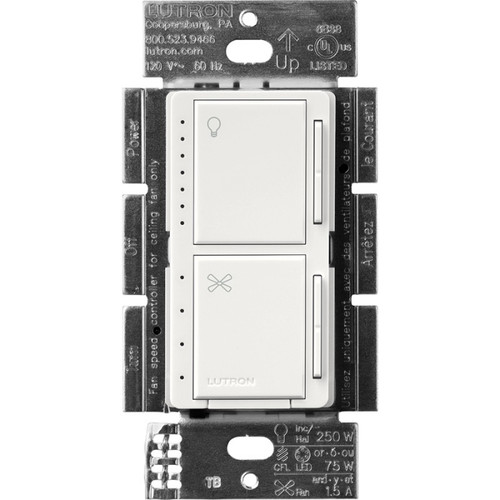 Lutron MACL-LFQ-GR Maestro Quiet 4-Speed Fan and Light Control, Single Pole, 1.5A Fan, 75W LED/CFL, 250W Incandescent/Halogen, Gray