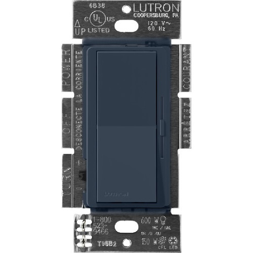 Lutron DVSCSTV-DE Diva Satin Dimmer, Single Pole/3-Way, 120-277V, 50mA Max Control Current, 8A 0-10V LED/Fluorescent, Deep Sea