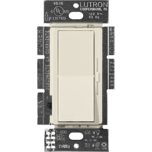 Lutron DVSCSTV-PM Diva Satin Dimmer, Single Pole/3-Way, 120-277V, 50mA Max Control Current, 8A 0-10V LED/Fluorescent, Pumice