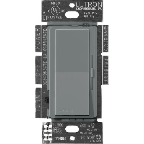 Lutron DVSCFSQ-LF-SL Diva Quiet 3-Speed Fan Control and Light Switch, Single Pole, 1.5A Fan, 1A LED/CFL, 2A Incandescent/Halogen, Slate