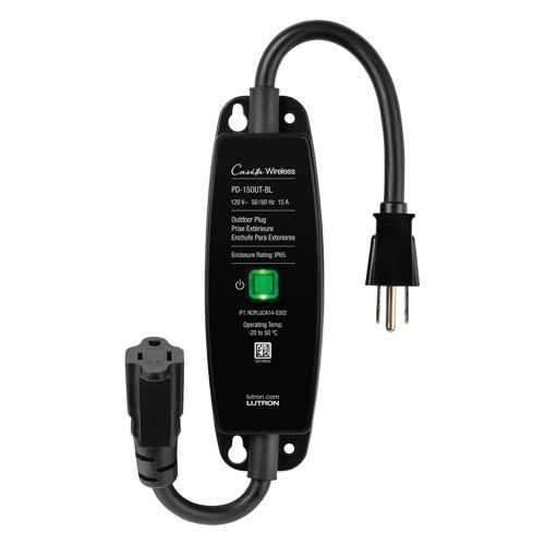 Lutron PD-15OUT-BL Caseta Wireless Outdoor Smart Plug, 120V, 15A Light, 1/2 HP Motor/Pump, Black