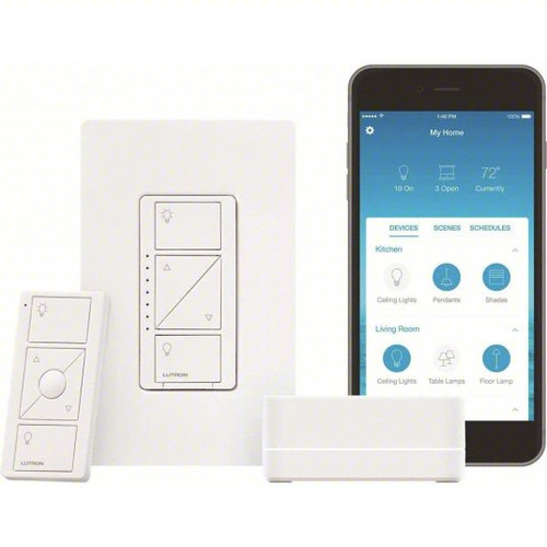 Lutron P-BDG-PKG1W Caseta Wireless Dimmer Kit with Smart Hub, White