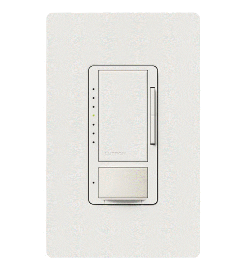 Lutron MS-Z101-SW Maestro Digital Fade Dimmer and Occupancy/Vacancy Sensor, Single Pole/3-Way, 120-277V, 8A 0-10V LED/Fluorescent, Snow White