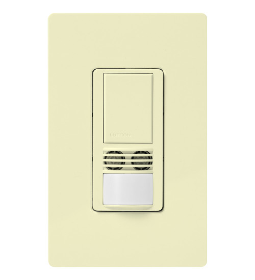 Lutron MS-B102-V-AL Maestro Dual-Technology Vacancy Sensor Switch, Single Pole/3-Way/Multi-Location, 120-277V, 6A Light, 4.4A Fan, Almond