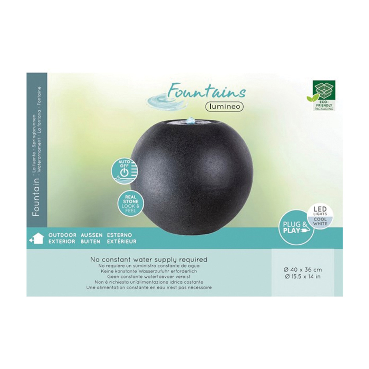 Outdoor Fountain Ball Stone Black (*in-store or collection only)