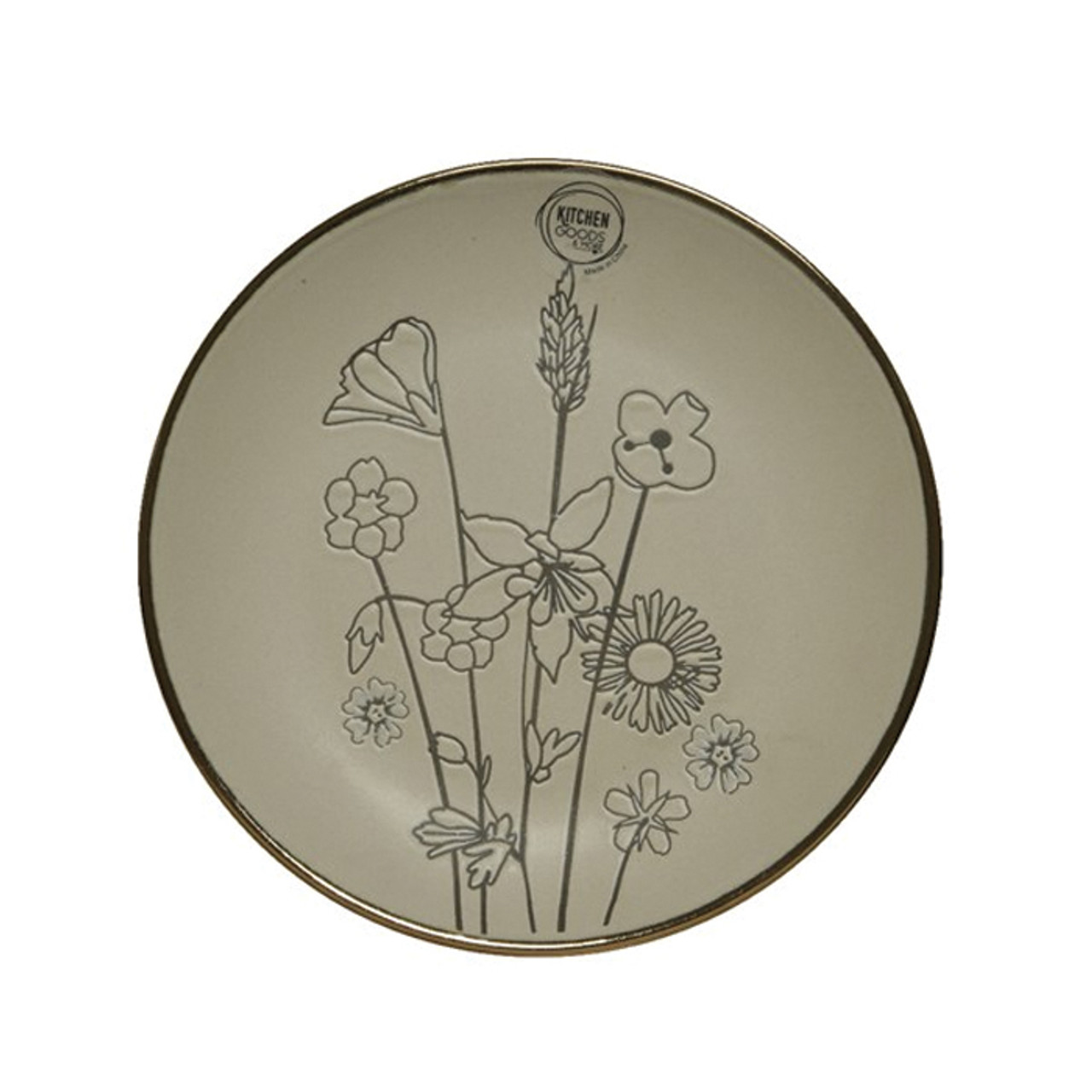 Plate Stoneware Matt Flowers - 19.5cm