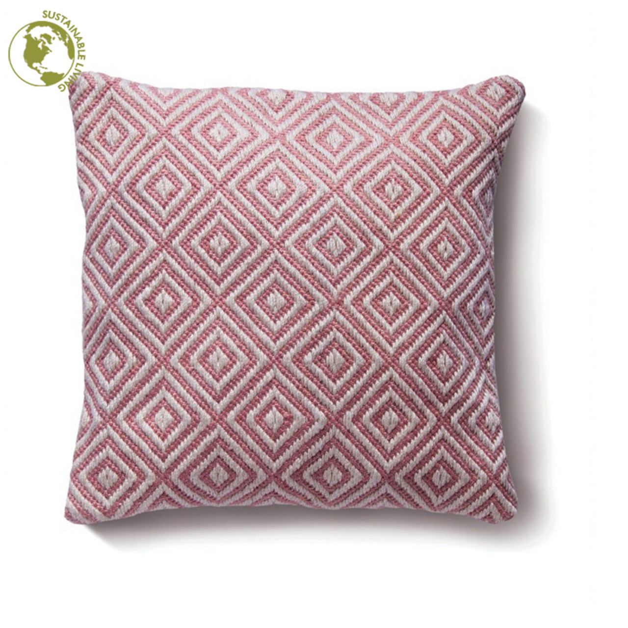 Woven Diamond Cushion Coral Pink - 45 x 45cm