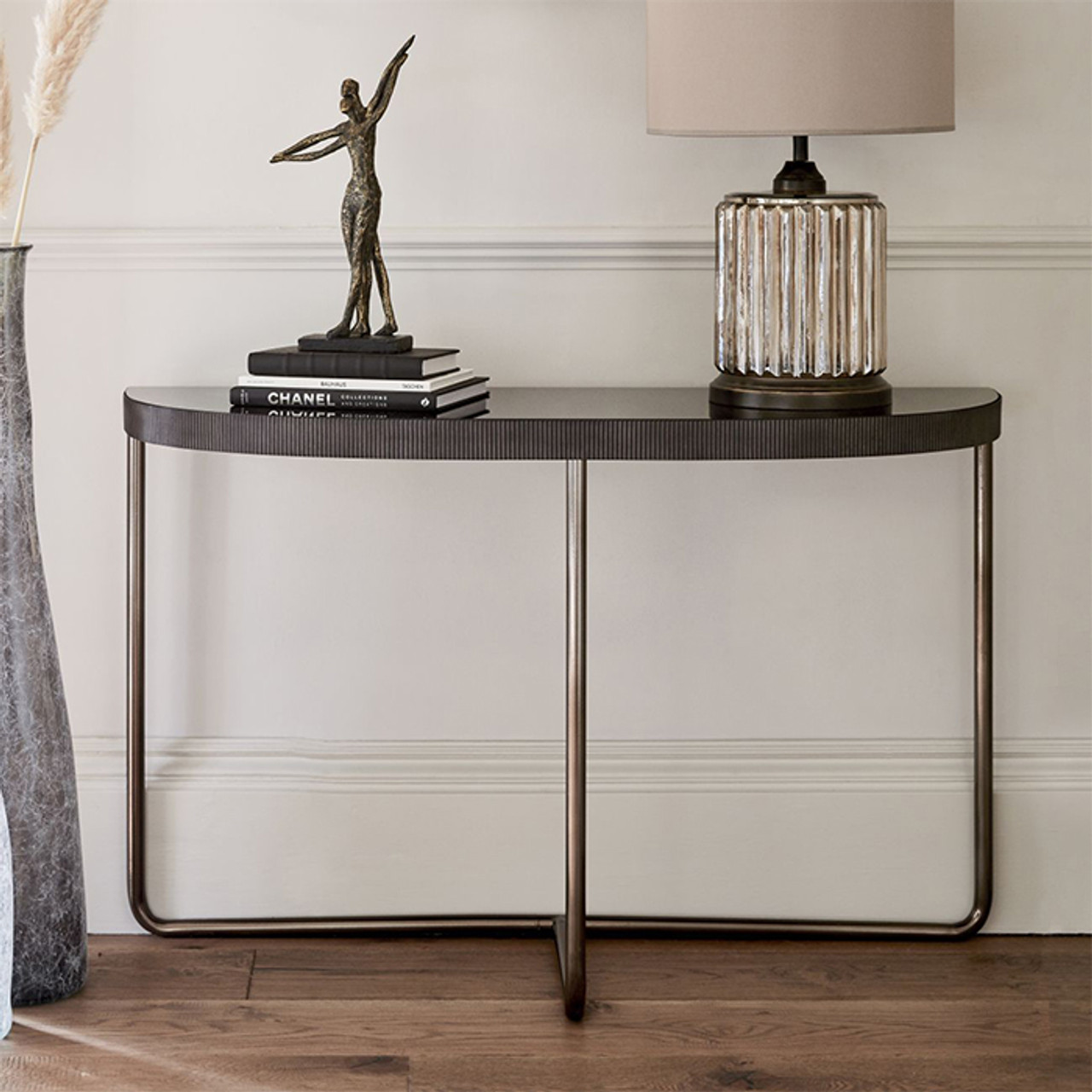 Glass black shop console table