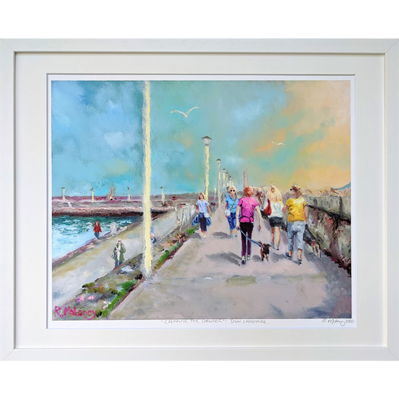 "Clearing the cobwebs” – Dun Laoghaire Pier , Signed Framed Print – Frame size 21 x 17