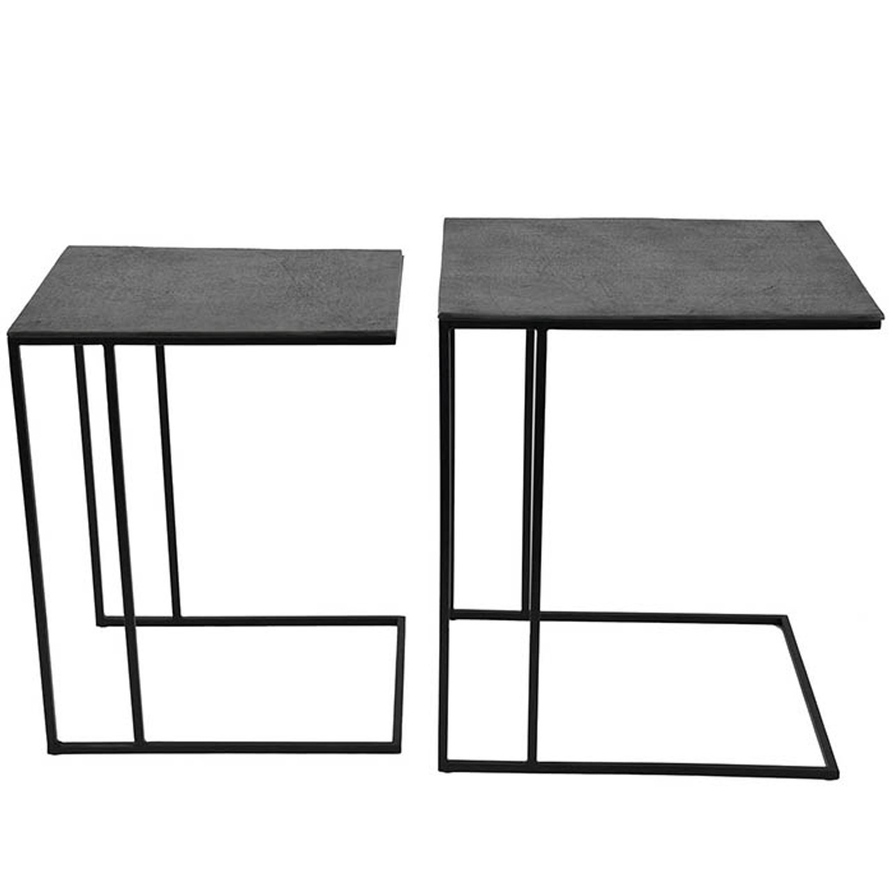 Luna Graphite Textured Aluminium set of 2 side tables