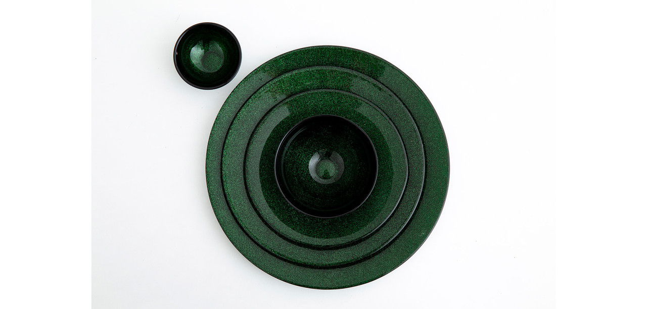 Brigida Plate, Glass, Emerald, 27cm