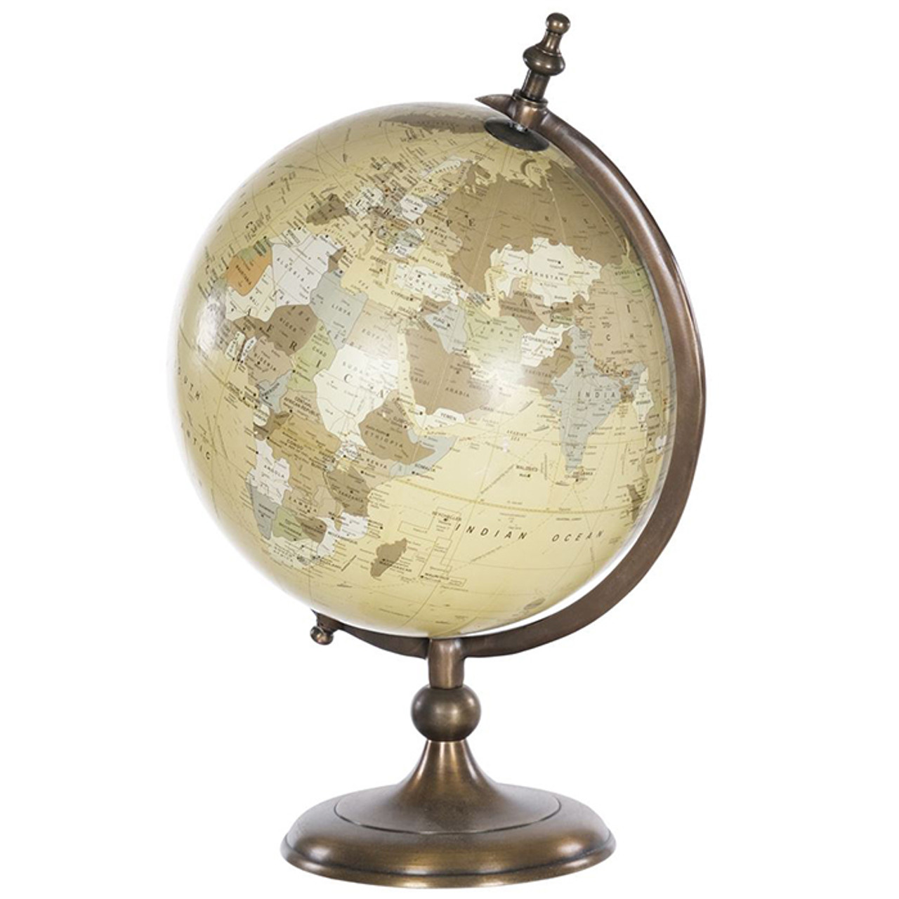 World Globe on Brass Stand