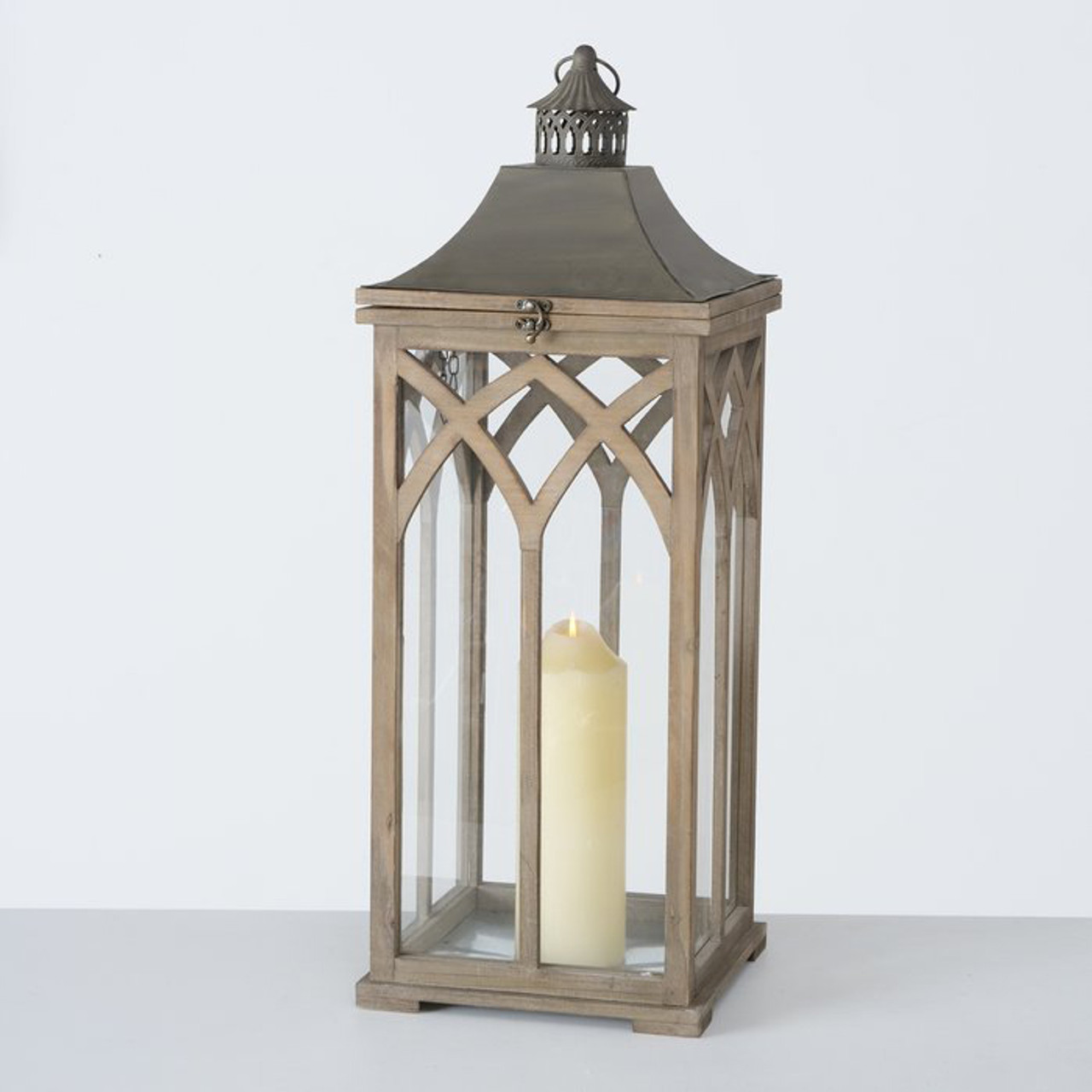 Wooden Kardinal Lantern 75cm *in-store