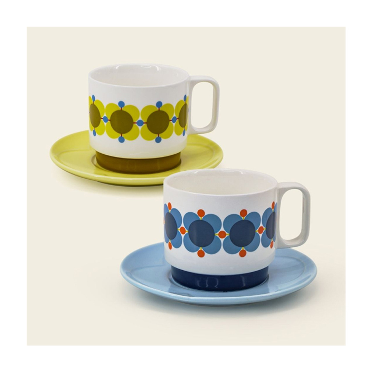 Orla Kiely Set of 2 Cappuccino Cups - Atomic Flower