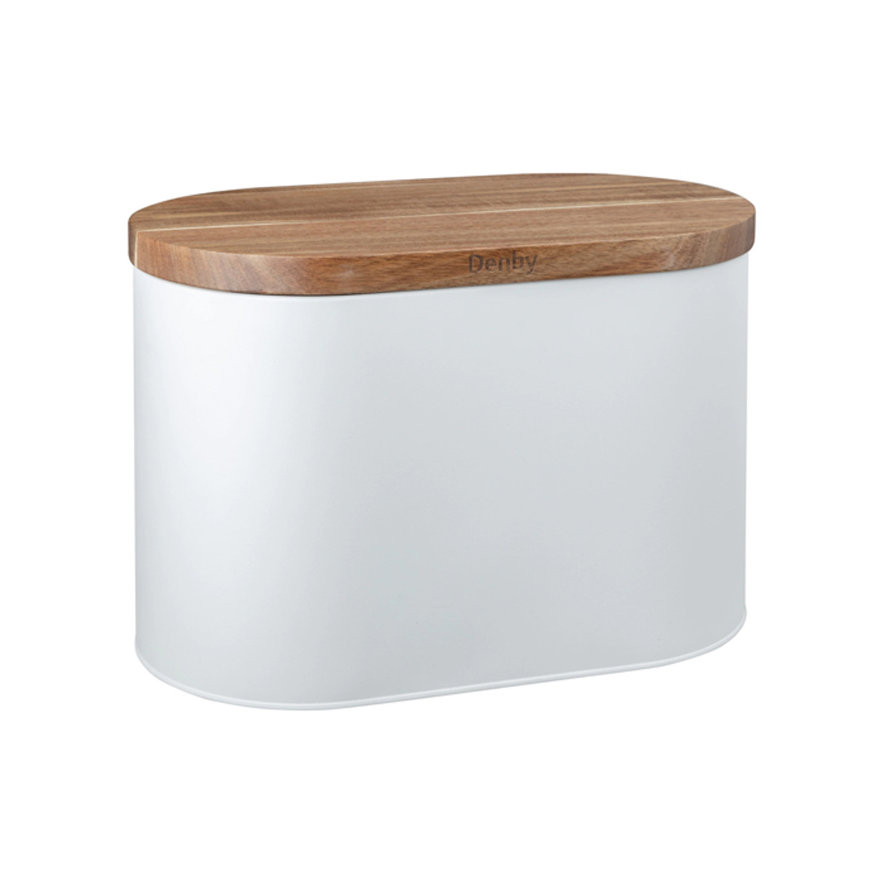 Denby White Bread Bin With Acacia Lid