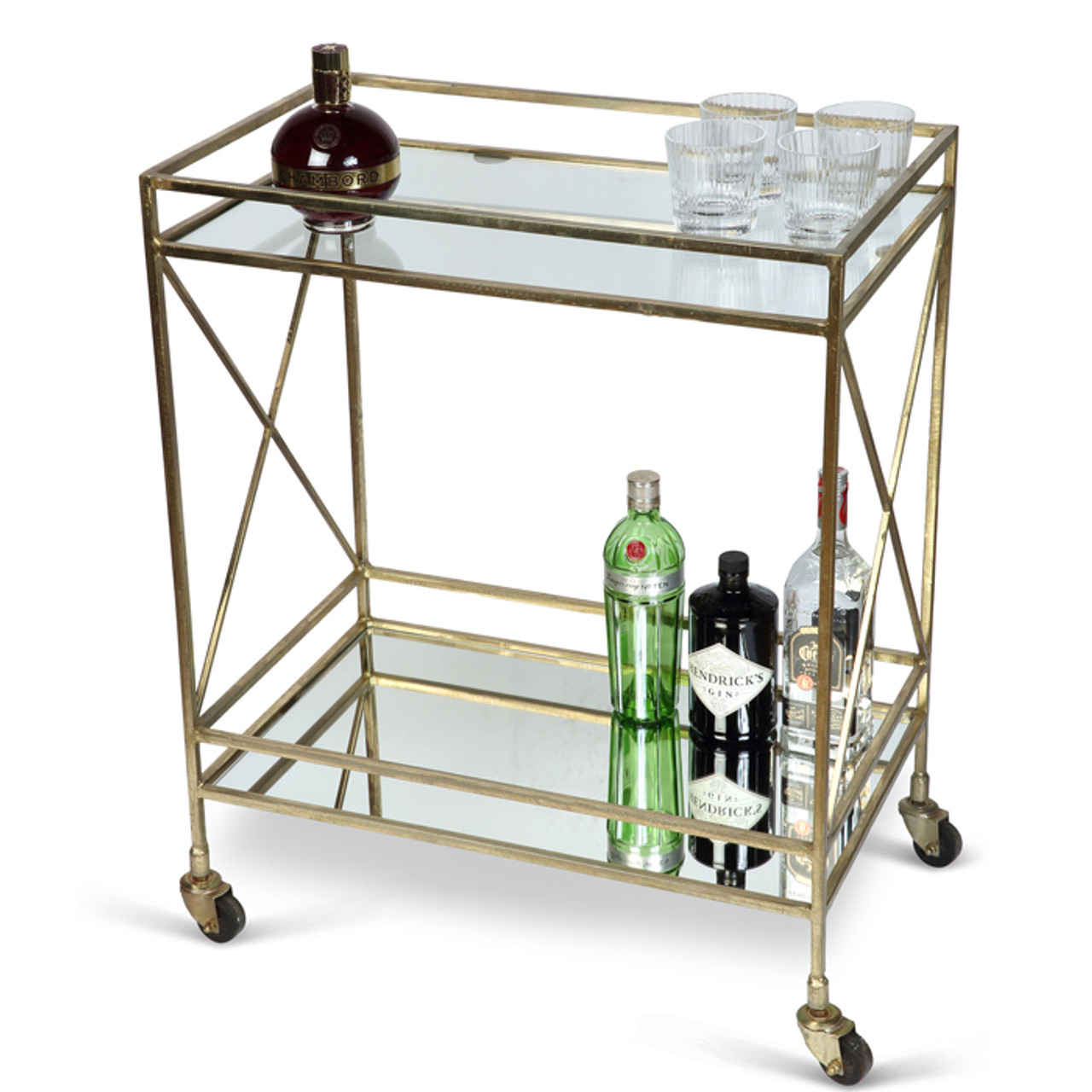 Oxford Two Tier Drinks Trolley Antique Brass