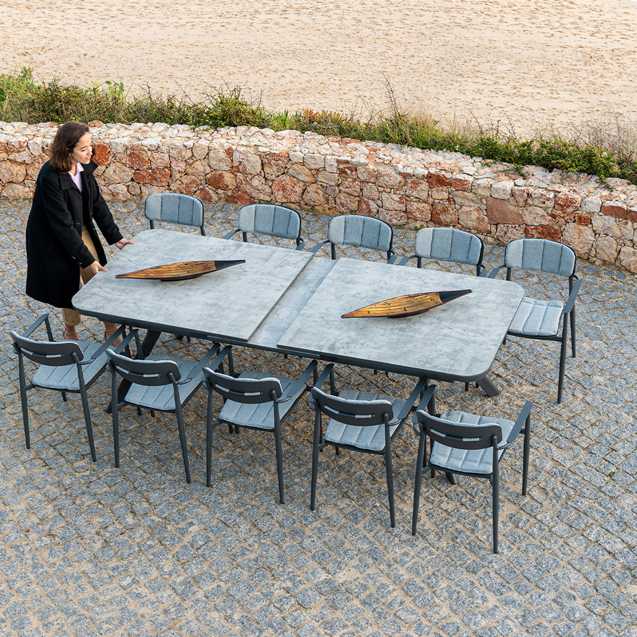 Rimini 10 Seater Rectangular Extension Table Set