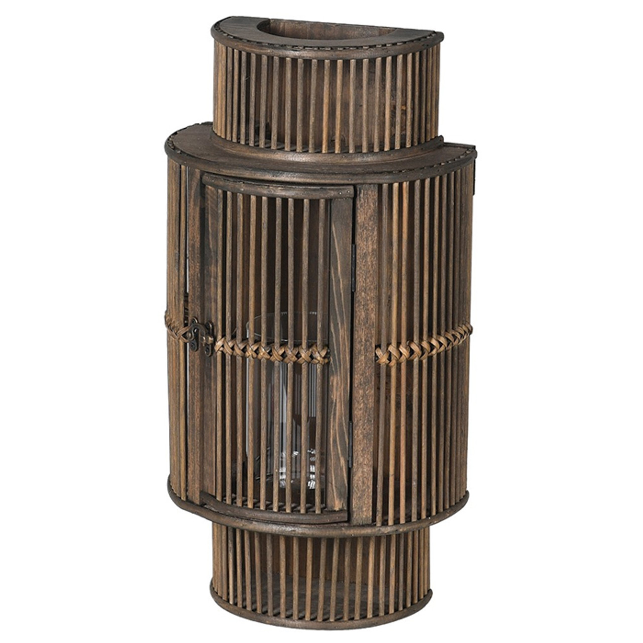 Black Bamboo Curved Wall Lantern