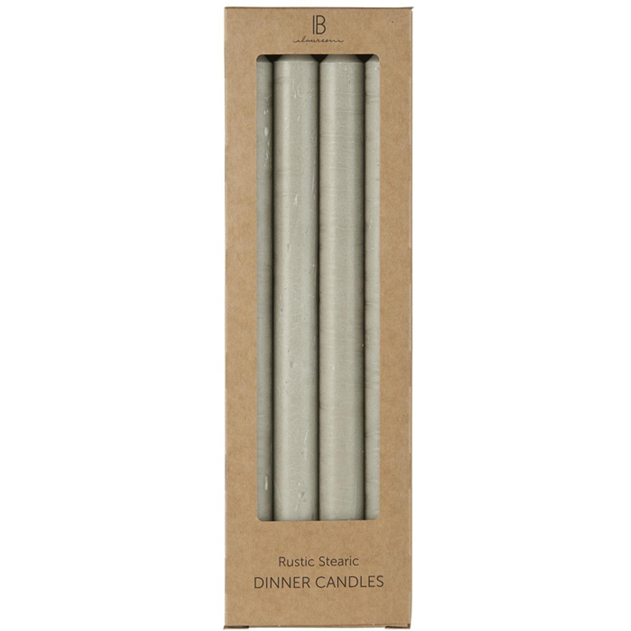 Box With 4 Tall Rustic Dinner Candles Ash Grey