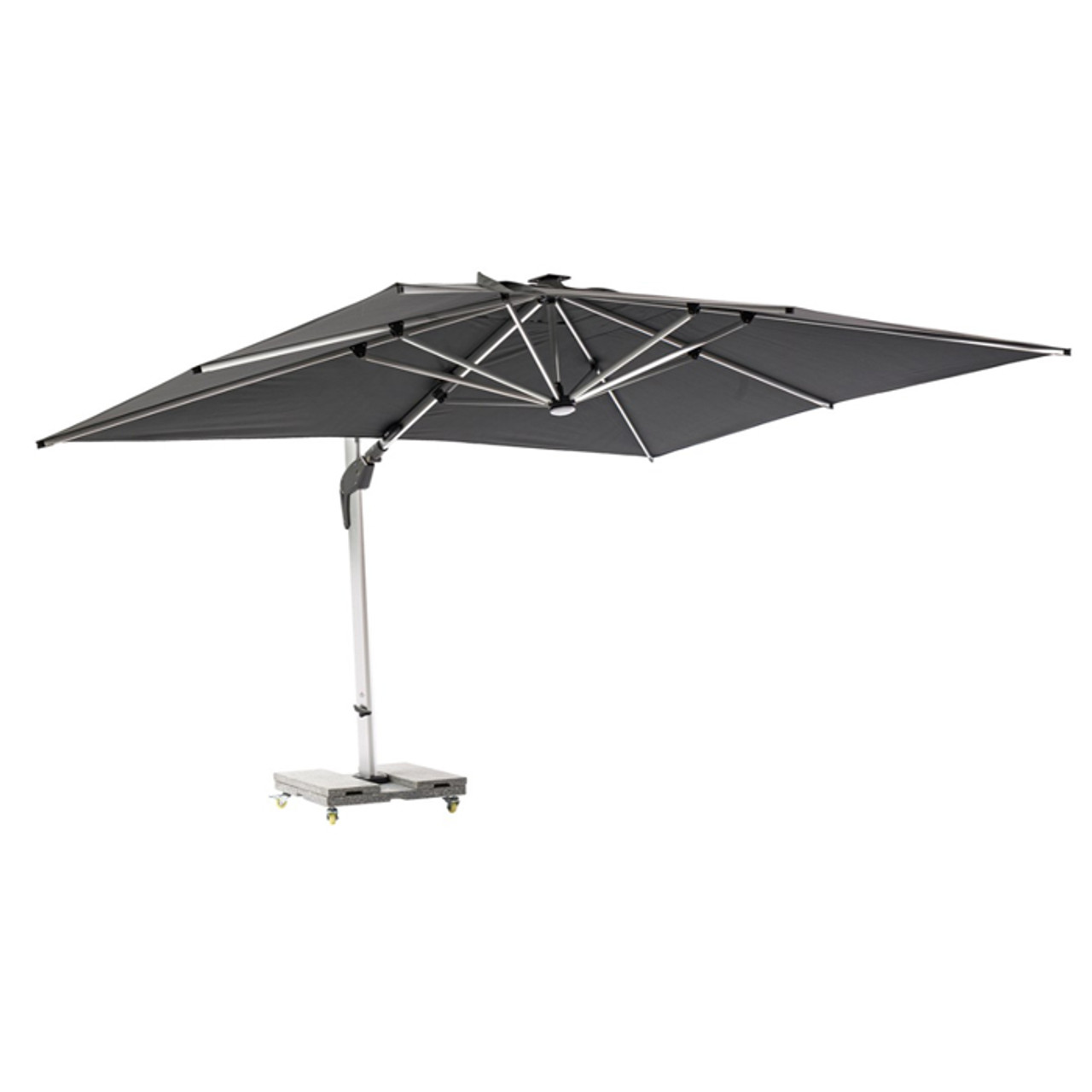 Worcester Grey 4.0m x 3.0m Rectangle Cantilever Parasol with LED Lights & Cover